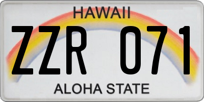 HI license plate ZZR071