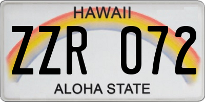 HI license plate ZZR072