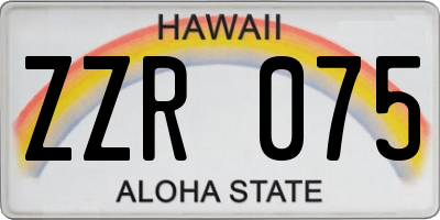 HI license plate ZZR075