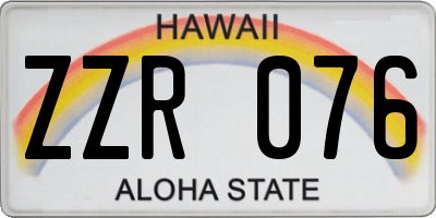 HI license plate ZZR076