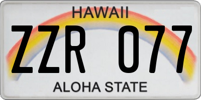 HI license plate ZZR077