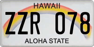 HI license plate ZZR078