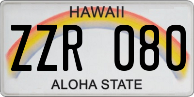 HI license plate ZZR080