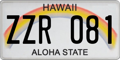 HI license plate ZZR081