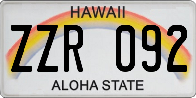 HI license plate ZZR092