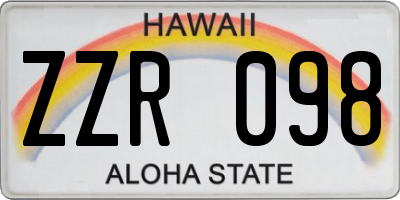 HI license plate ZZR098