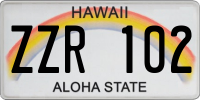 HI license plate ZZR102