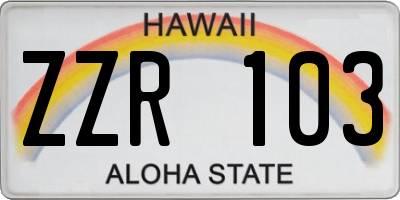 HI license plate ZZR103