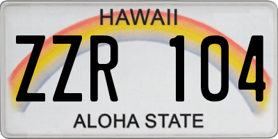 HI license plate ZZR104