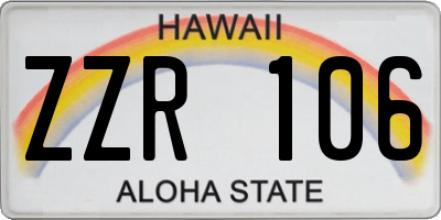 HI license plate ZZR106