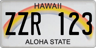 HI license plate ZZR123