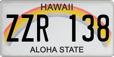 HI license plate ZZR138