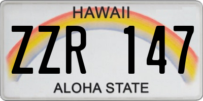 HI license plate ZZR147