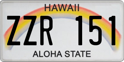 HI license plate ZZR151