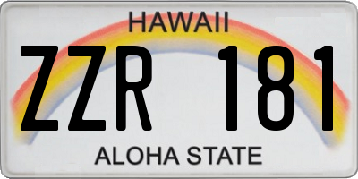 HI license plate ZZR181