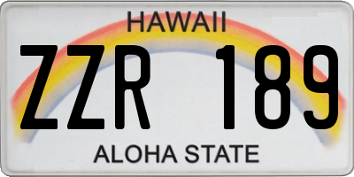 HI license plate ZZR189