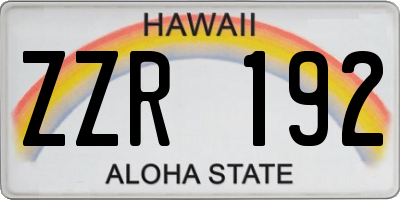 HI license plate ZZR192