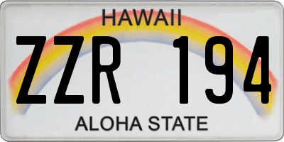 HI license plate ZZR194