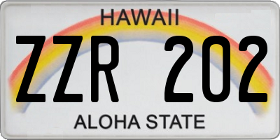 HI license plate ZZR202