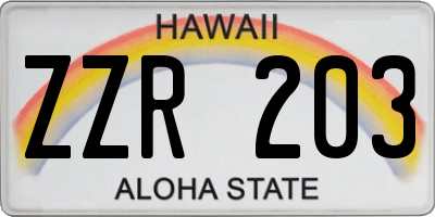 HI license plate ZZR203