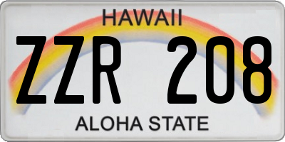 HI license plate ZZR208