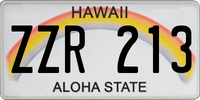 HI license plate ZZR213