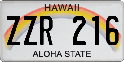 HI license plate ZZR216