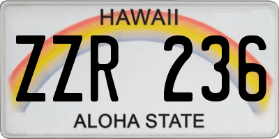 HI license plate ZZR236