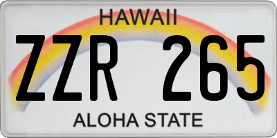 HI license plate ZZR265