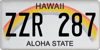 HI license plate ZZR287