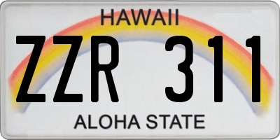 HI license plate ZZR311