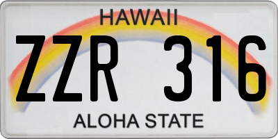 HI license plate ZZR316