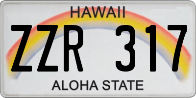 HI license plate ZZR317