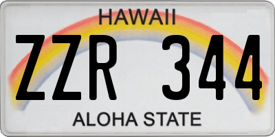 HI license plate ZZR344
