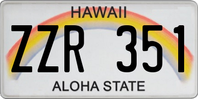 HI license plate ZZR351