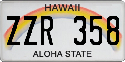 HI license plate ZZR358