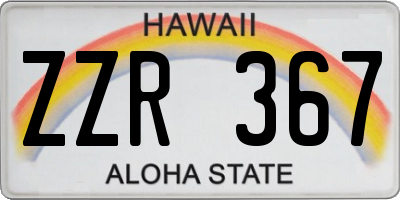 HI license plate ZZR367