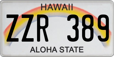 HI license plate ZZR389