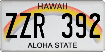 HI license plate ZZR392