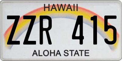 HI license plate ZZR415