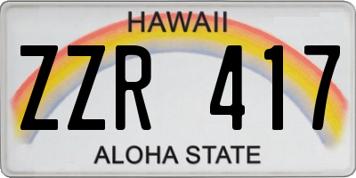HI license plate ZZR417