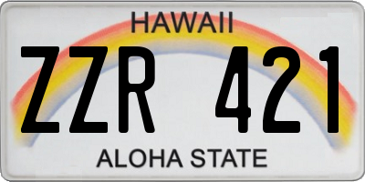 HI license plate ZZR421