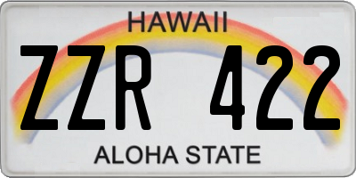 HI license plate ZZR422
