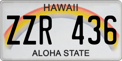 HI license plate ZZR436