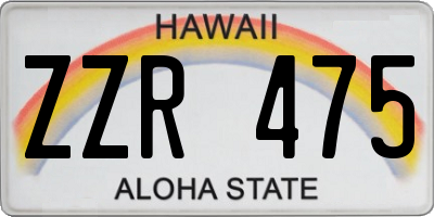 HI license plate ZZR475