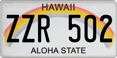 HI license plate ZZR502