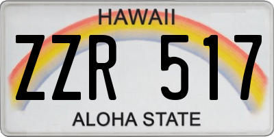 HI license plate ZZR517