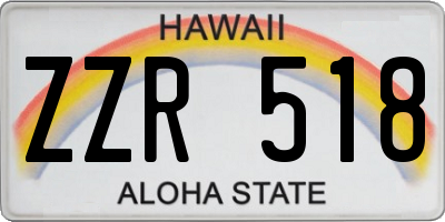 HI license plate ZZR518