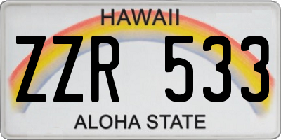 HI license plate ZZR533