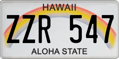 HI license plate ZZR547